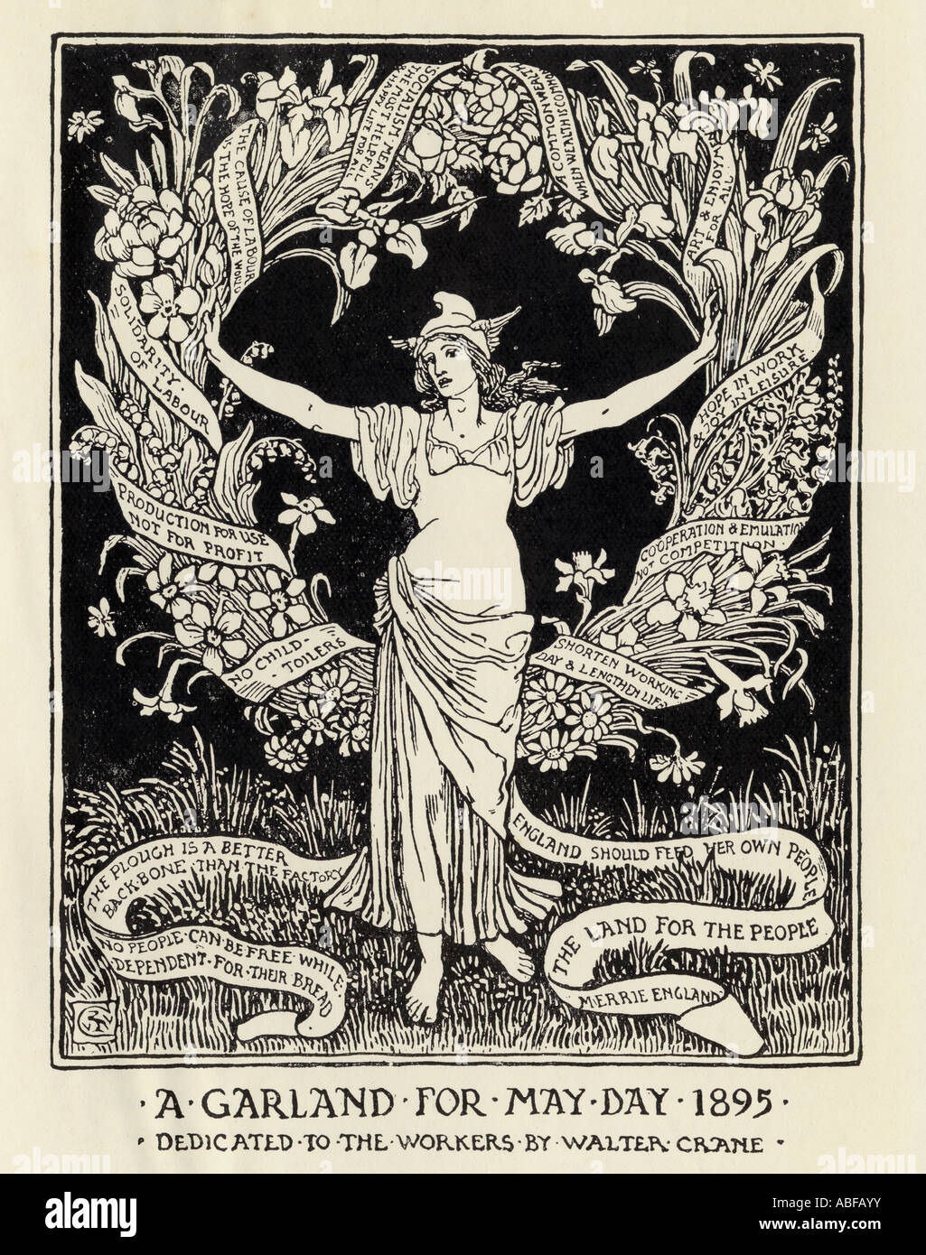 Un Garland pour le jour de mai 1895. Dédié aux travailleurs, par Walter Crane 1845 - 1915. Artiste anglais. Banque D'Images