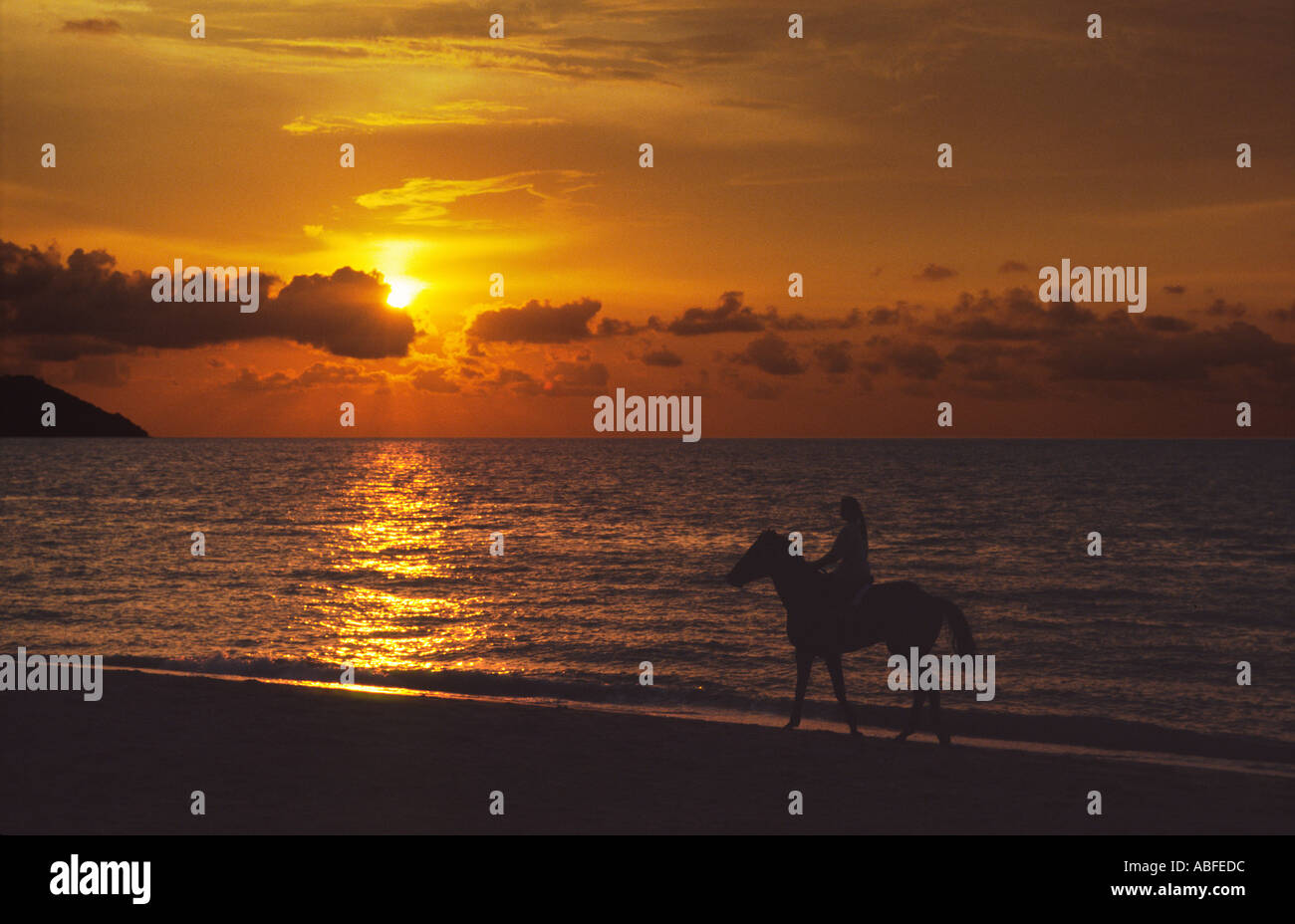Ferenghi beach Penang Malaisie au coucher du soleil 1 Banque D'Images