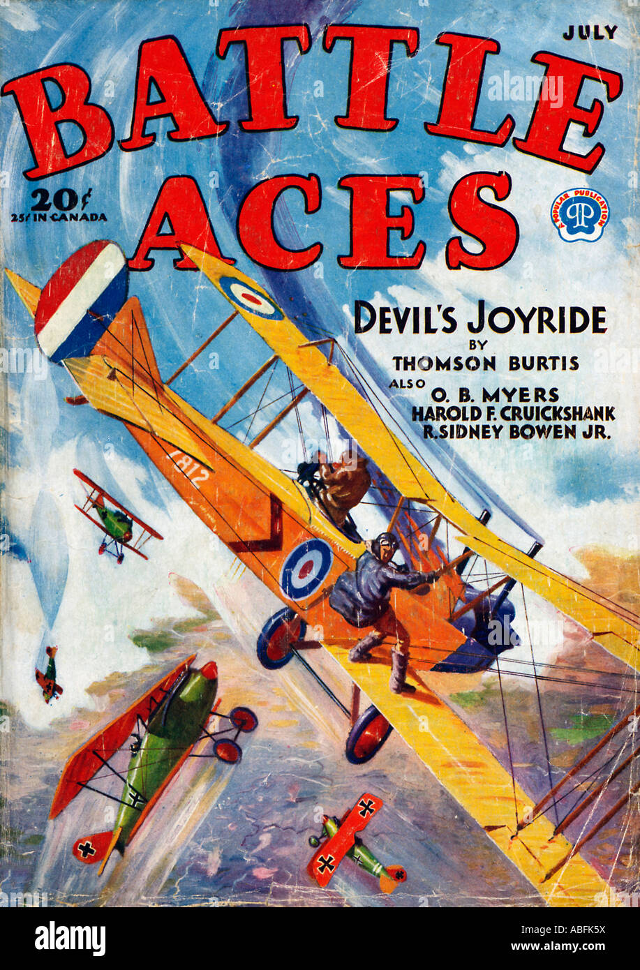 Ace Combat Démons Joyride 1931 US pulp fiction magazine de la PREMIÈRE GUERRE MONDIALE, avec quelques histoires de l'air combat action que les balles avec pilote Banque D'Images