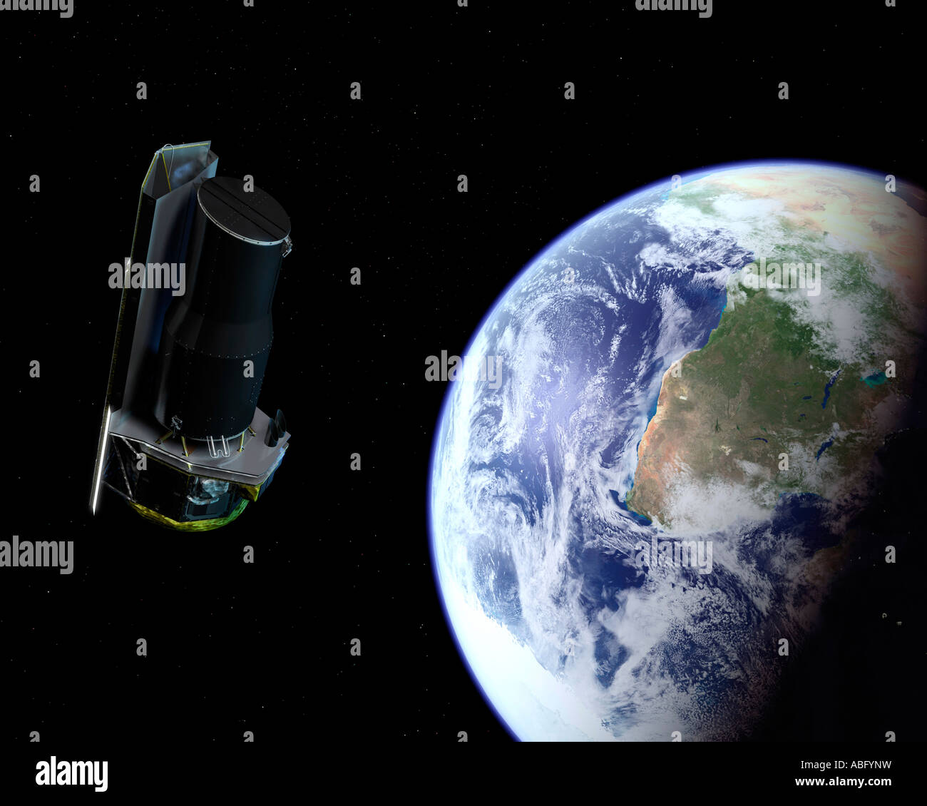 La Terre au départ Spitzer peu après le lancement. Banque D'Images