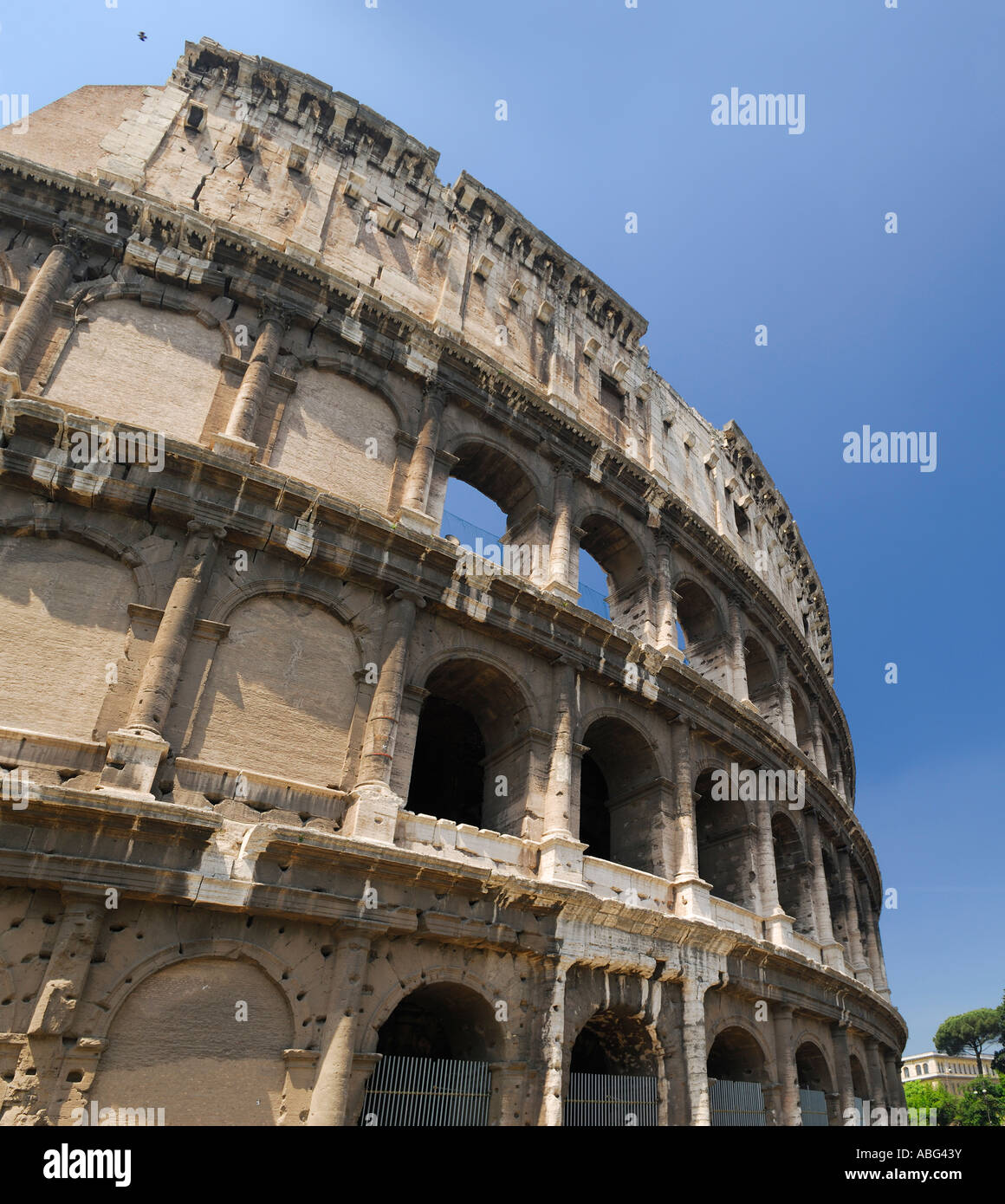 Mur extérieur de l'amphithéâtre Flavien ou Colisée à Rome Italie Banque D'Images