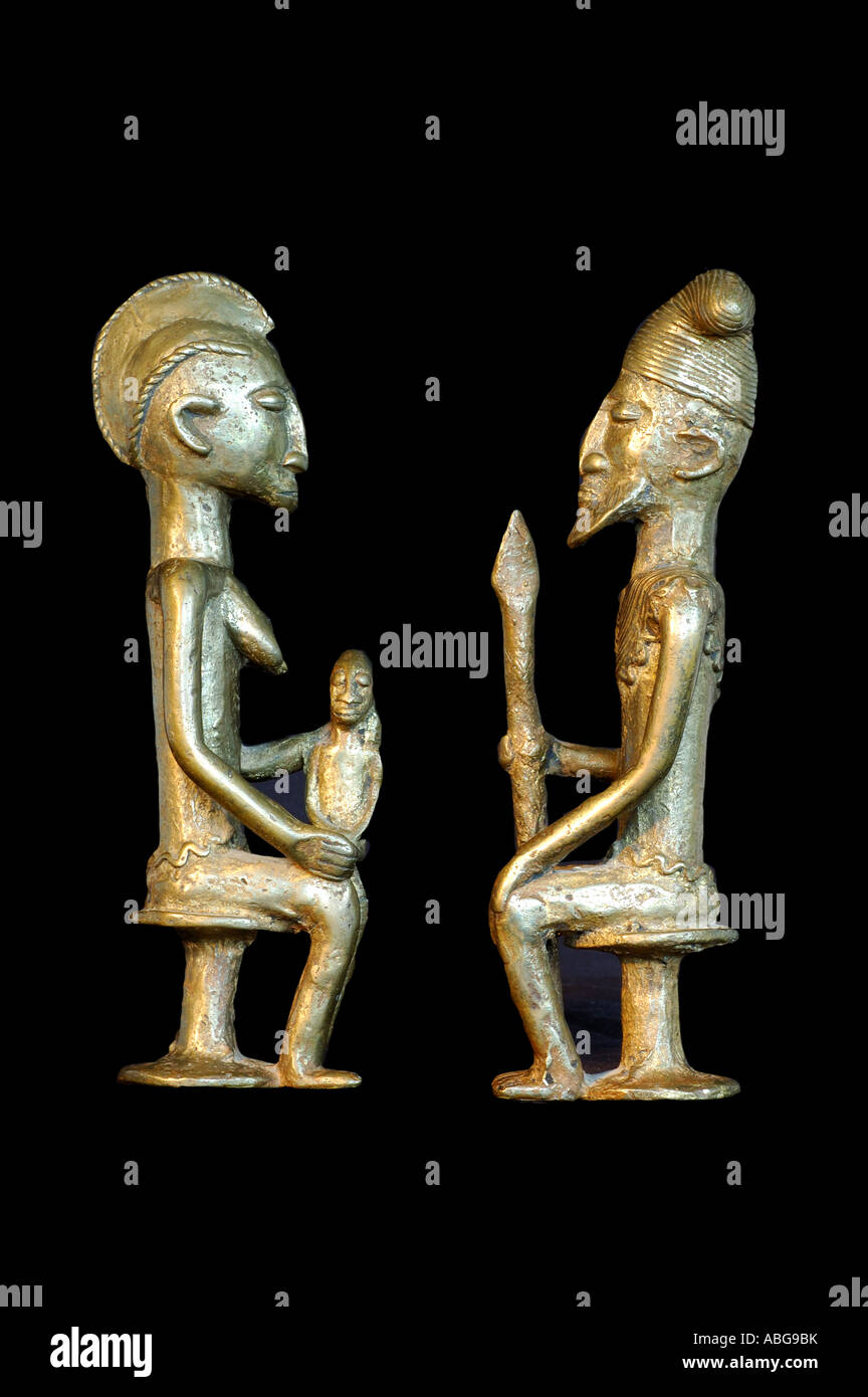 Couple royal, des statues en bronze, Mali, Afrique Banque D'Images