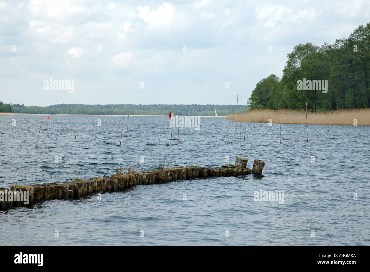 Le lac Kisajno à Gizycko ville sur la région de Mazurie en Pologne Banque D'Images