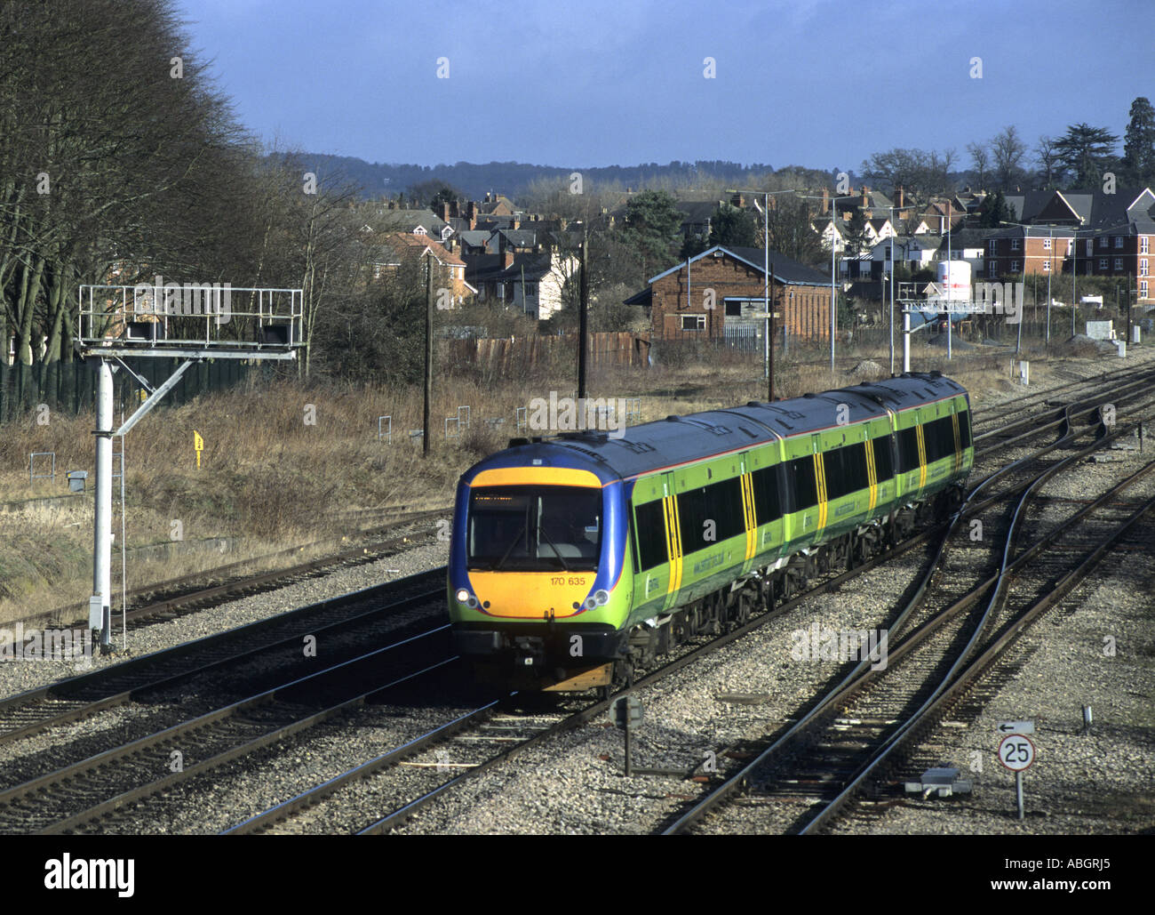 Des trains centrale train diesel de la classe 170 à Bromsgrove, Worcestershire, Angleterre, RU Banque D'Images