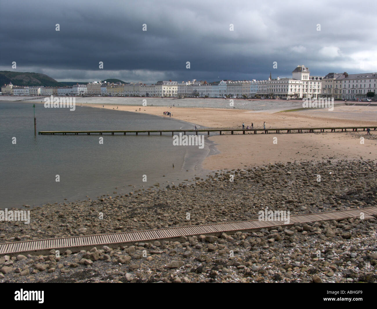 Front de mer de Llandudno et promenade vu de la jetée Nord du Pays de Galles Banque D'Images