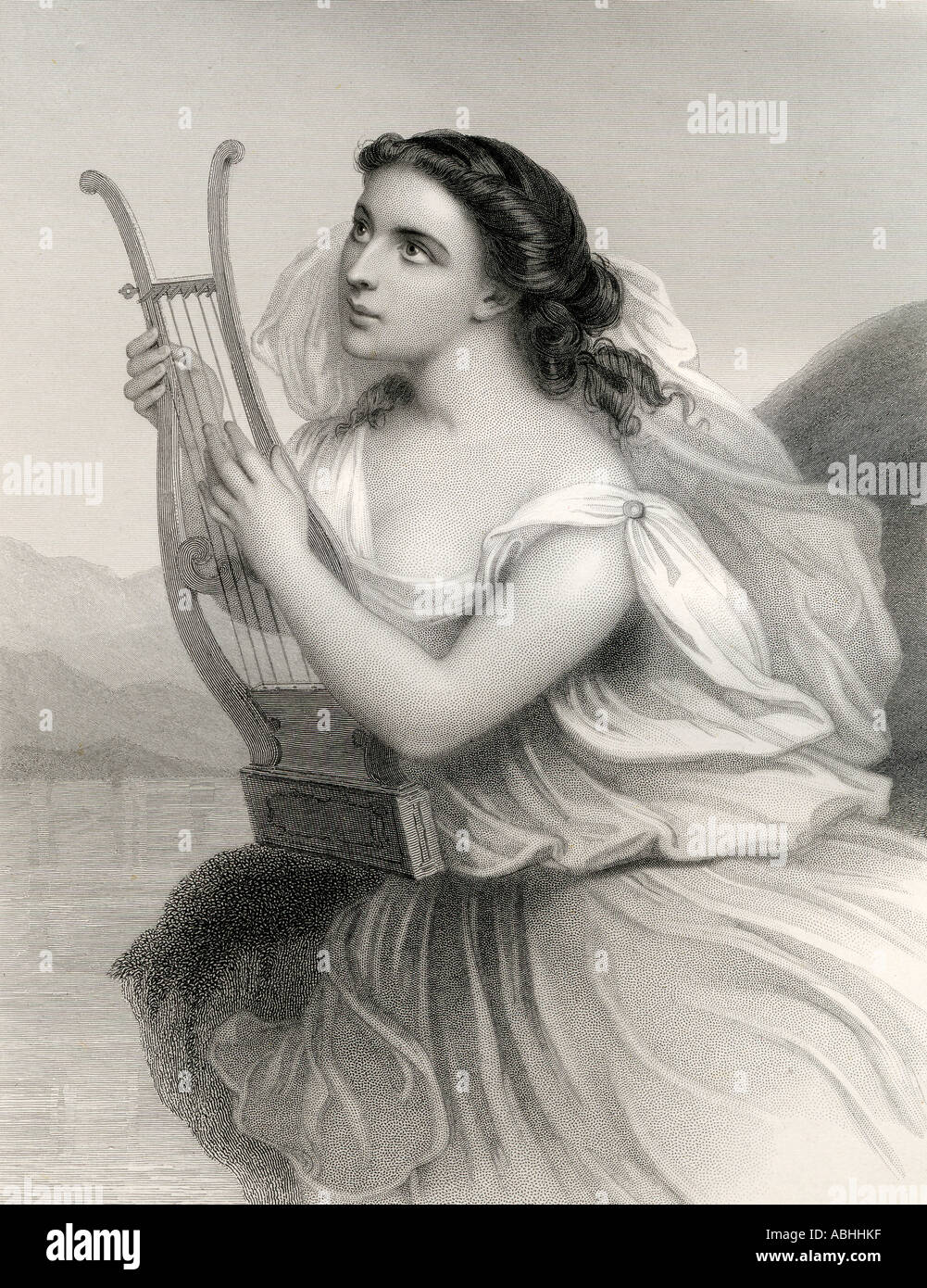 Sappho, né entre 630 et 612 av. J.-C. - mort 570 av. J.-C. Poète lyrique grec ancien Banque D'Images