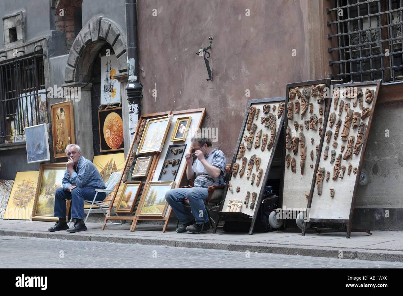 Pologne Varsovie les artistes de rue dans la vieille ville Banque D'Images
