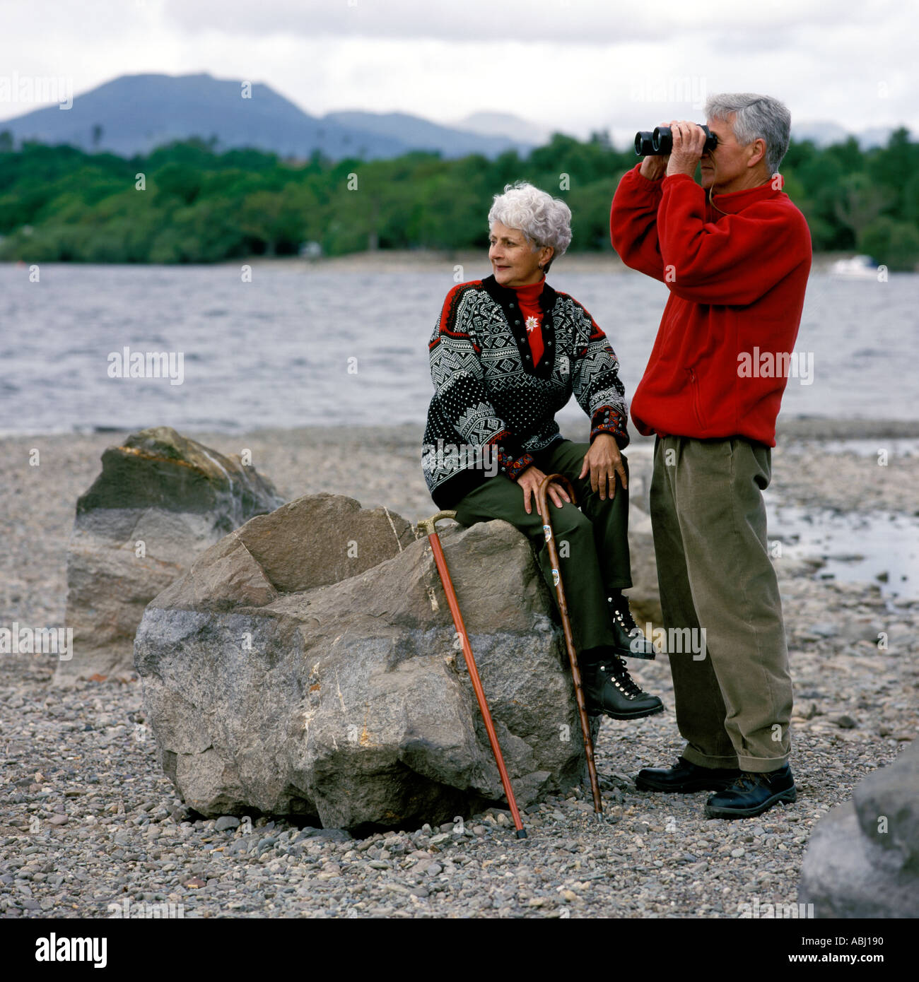Les marcheurs se détendre sur West Highland Way Banque D'Images