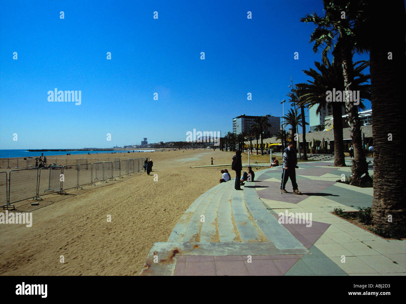 Barcelone, Ciutat Vella, la plage de Barceloneta Banque D'Images