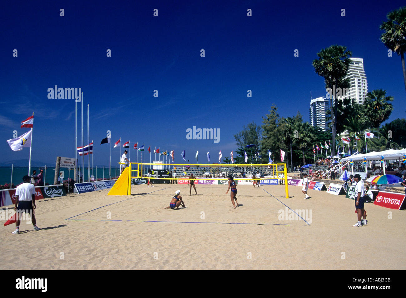 Jeux asiatiques de volleyball à l'International sur la plage de Pattaya, Thaïlande Banque D'Images