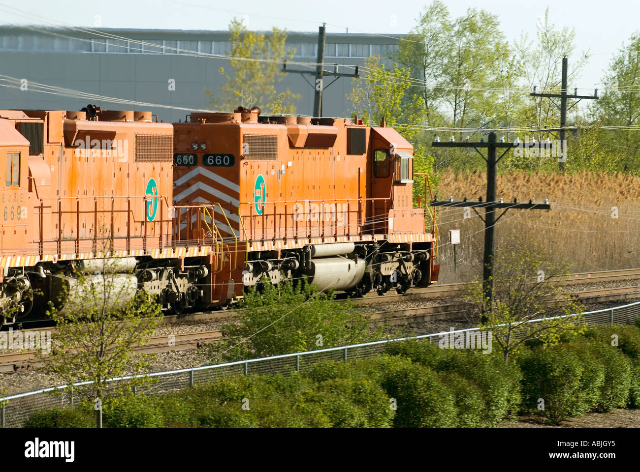 Des moteurs de locomotives de trains de marchandises Banque D'Images