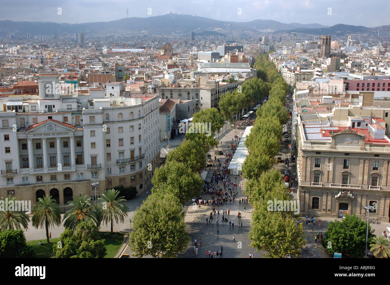 Vue panoramique de Las Ramblas Barcelona LA CATALOGNE CATALOGNE CATALOGNE Barça Barça Costa Brava España Espagne Europe Banque D'Images