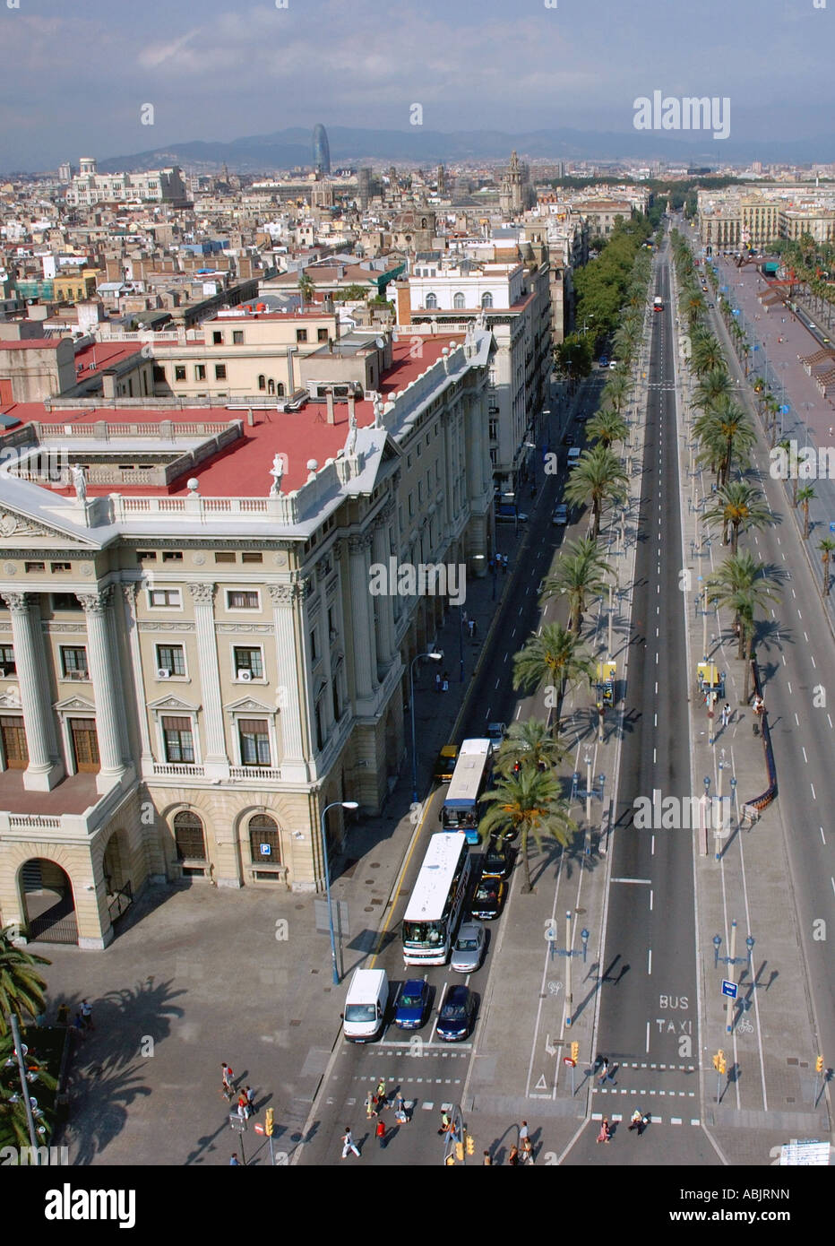 Vue panoramique de l'avenue Passeig de Colom Barça Barcelone Catalogne Catalunya Barca Cataluña Costa Brava España Espagne Europe Banque D'Images