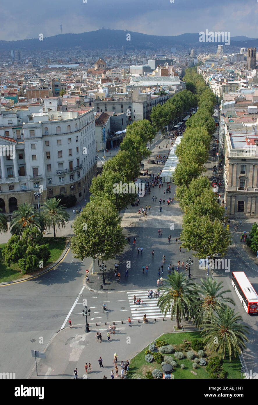 Vue panoramique de Las Ramblas Barcelona LA CATALOGNE CATALOGNE CATALOGNE Barça Barça Costa Brava España Espagne Europe Banque D'Images