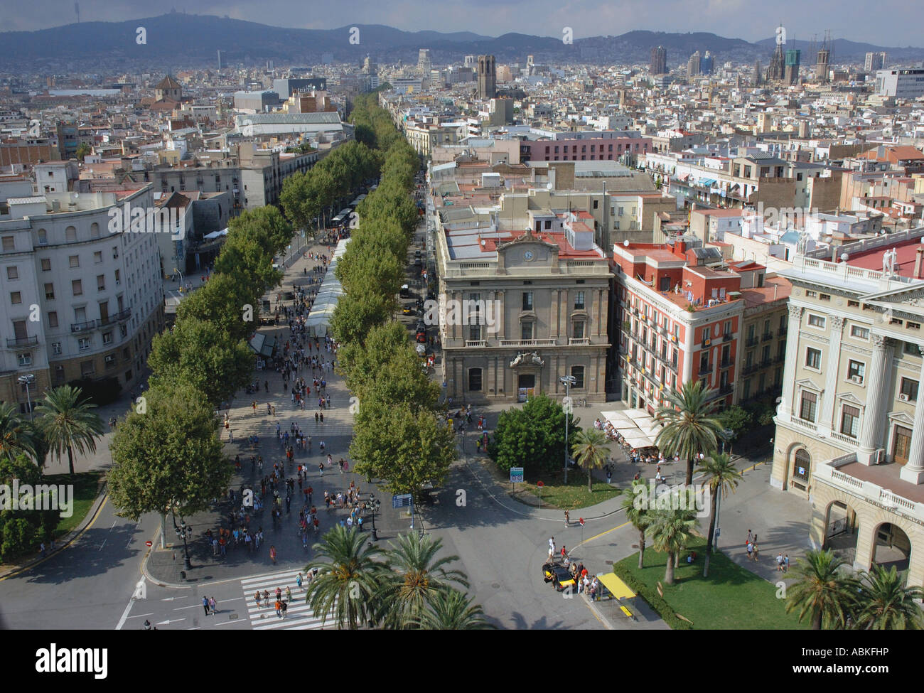 Vue panoramique sur la Plaça del Portal de la Pau Barça Barcelone Catalogne Catalunya Barca Cataluña Costa Brava España Espagne Europe Banque D'Images