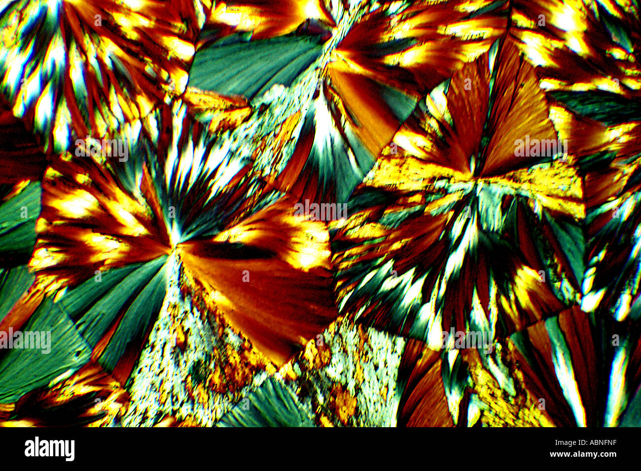 Le ferricyanure plus Pottasium Perchlorure de cristaux mixtes. Banque D'Images