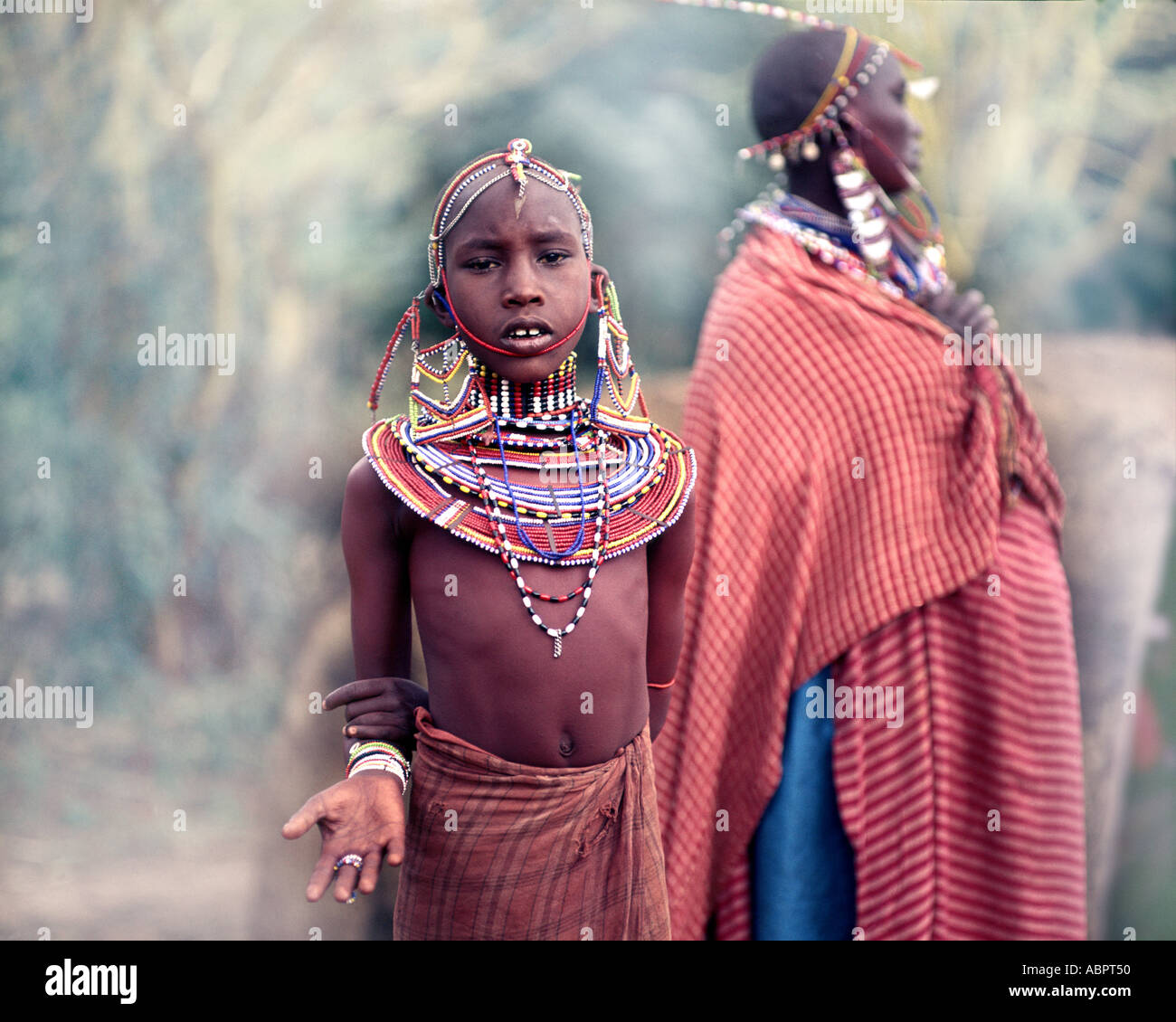 L'ART NUMÉRIQUE : Masai Les Jeunes au parc national de Tsavo au Kenya Banque D'Images