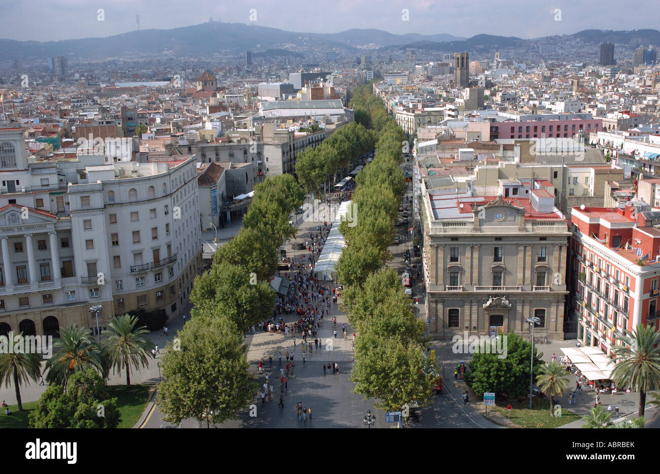 Vue panoramique de Las Ramblas Barcelona LA CATALOGNE CATALOGNE CATALOGNE Barça Barça Costa Brava España Espagne Europe Banque D'Images