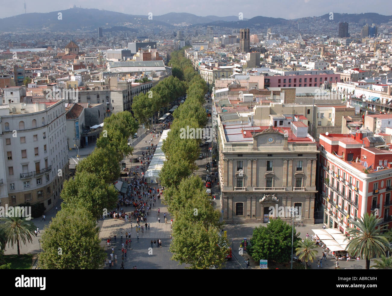 Vue panoramique de Las Ramblas Barcelona LA CATALOGNE CATALOGNE CATALOGNE Barça Barça Costa Brava España Espagne Europe Banque D'Images
