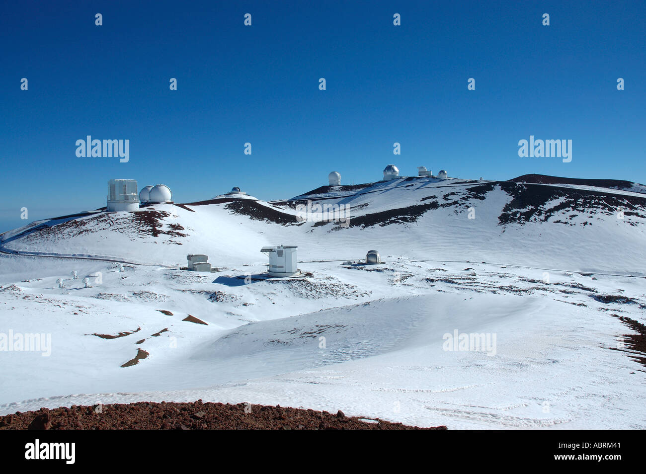 Sommet de Mauna Kea et les observatoires et télescopes la grande île d'Hawaï Banque D'Images