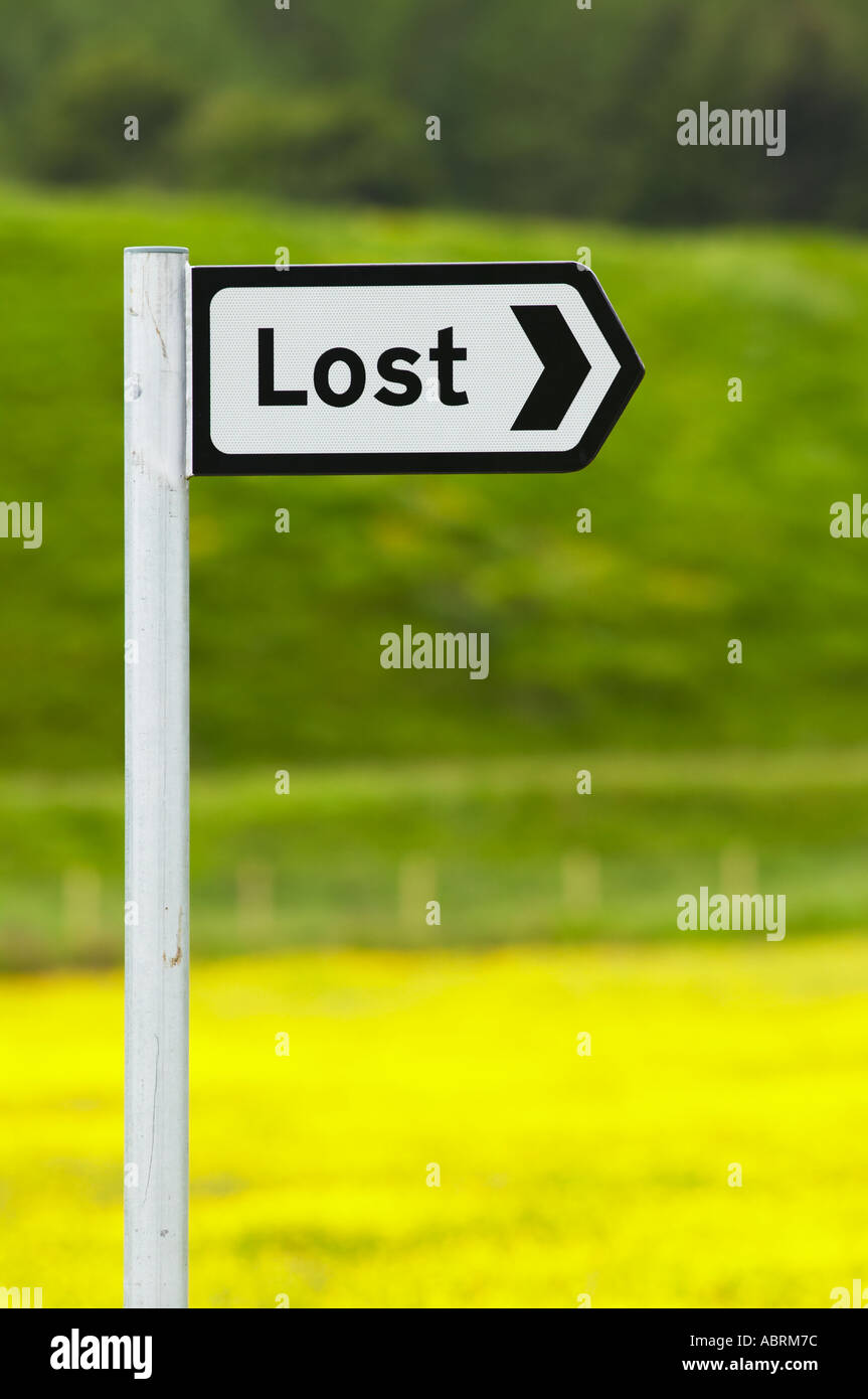 Perdu, Strathdon, Aberdeenshire, Ecosse. Road sign Banque D'Images