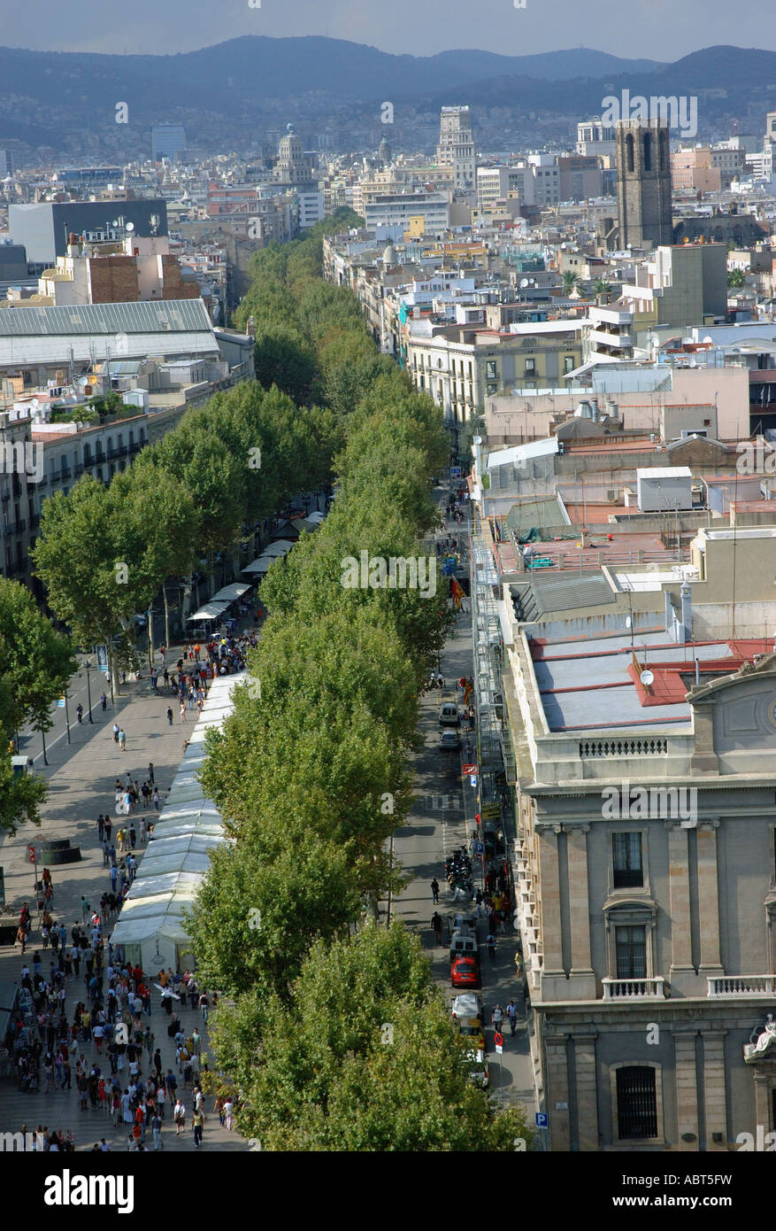 Vue panoramique de Las Ramblas Barcelona LA CATALOGNE CATALOGNE CATALOGNE Barça Barça Costa Brava España Espagne Europe Banque D'Images