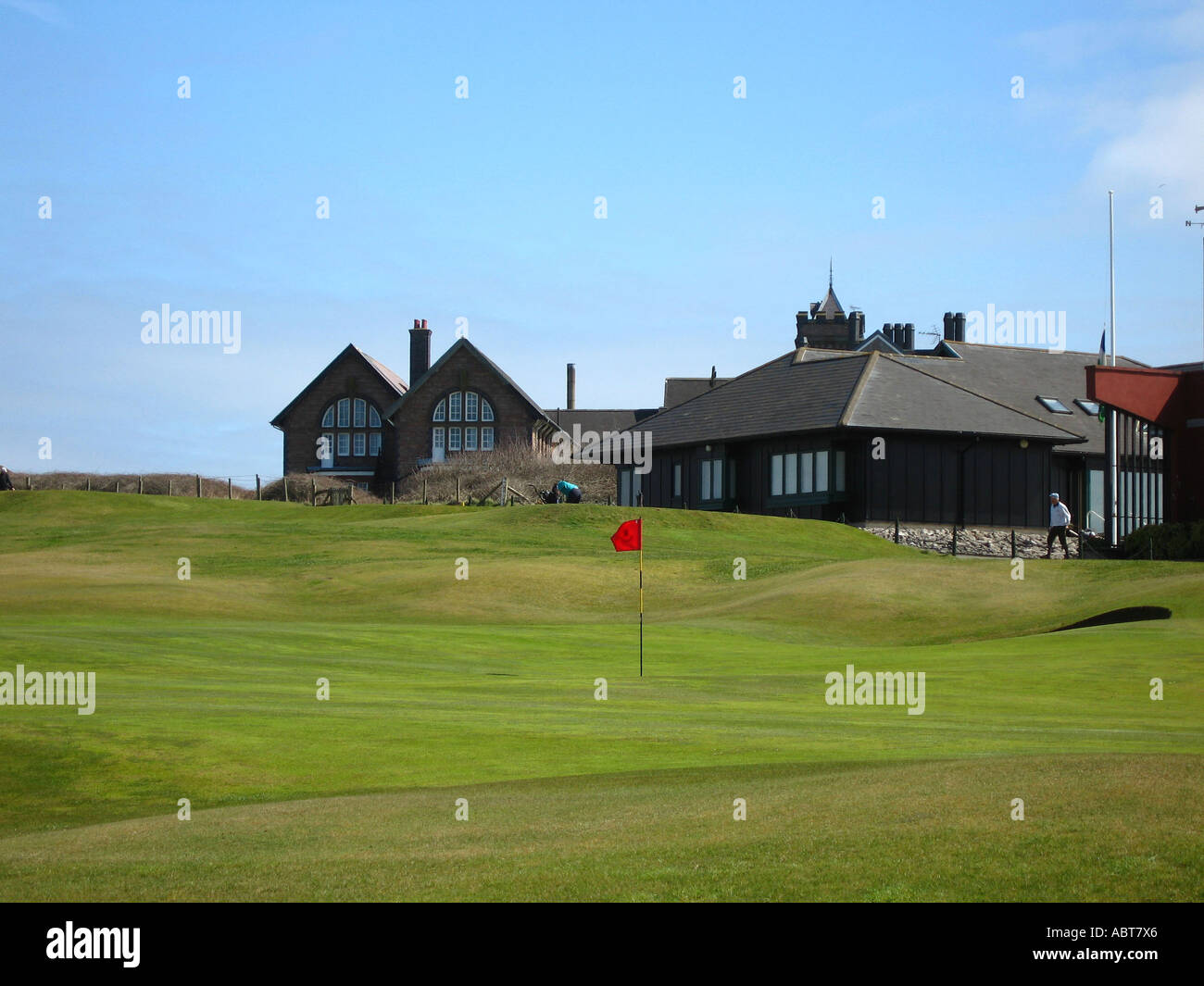 Le vert et le Club House Golf de Porthcawl Royal Porthcawl au Pays de Galles du Sud Banque D'Images