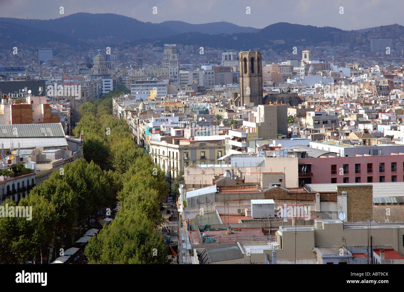 Vue panoramique de Las Ramblas Barcelona LA CATALOGNE CATALOGNE CATALOGNE Barça Barça Costa Brava España Espagne Europe Banque D'Images