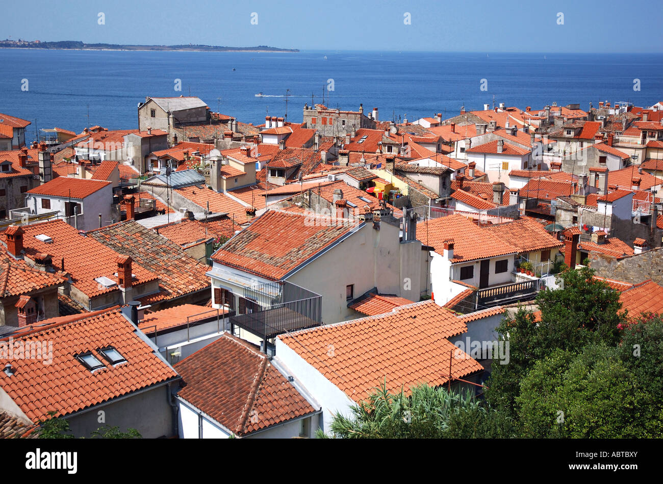 Vue panoramique de Piran Slovénie Primorska Istria ancien ex-Yougoslavie Pirano Istra Istrie slovène à l'est l'Europe de l'Est Banque D'Images