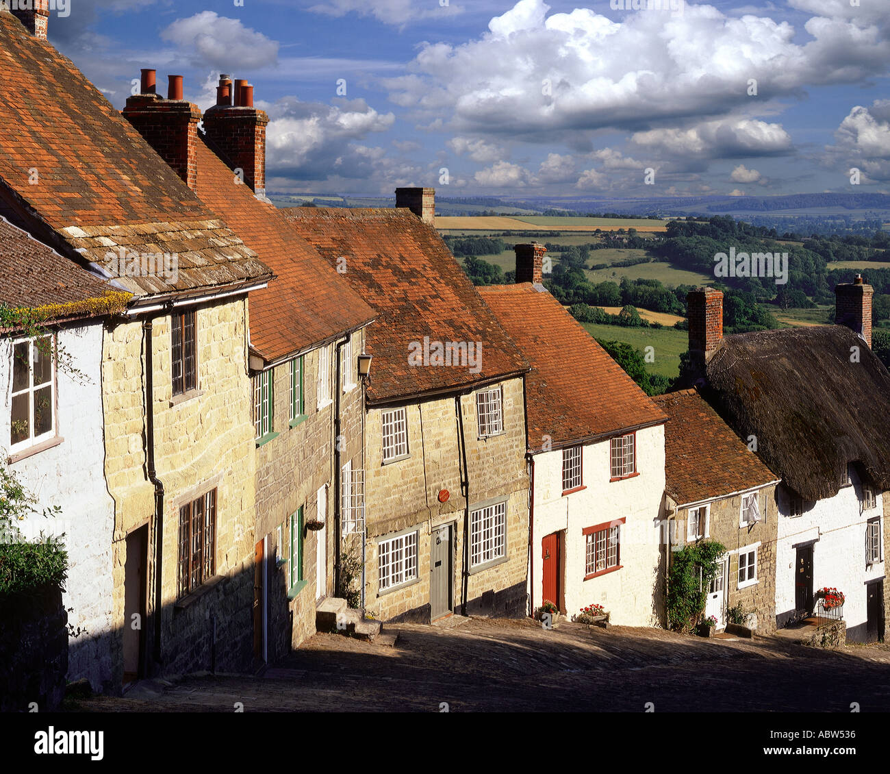 Go - DORSET : Gold Hill au Shaftesbury Banque D'Images