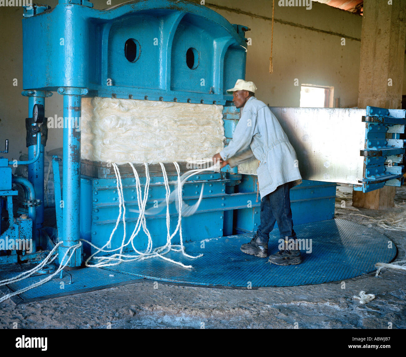 La préparation d'agriculteur en Sisal Le sisal Bales États-Unis d'Afrique de l'Est Tanzanie Arusha Rivière Banque D'Images