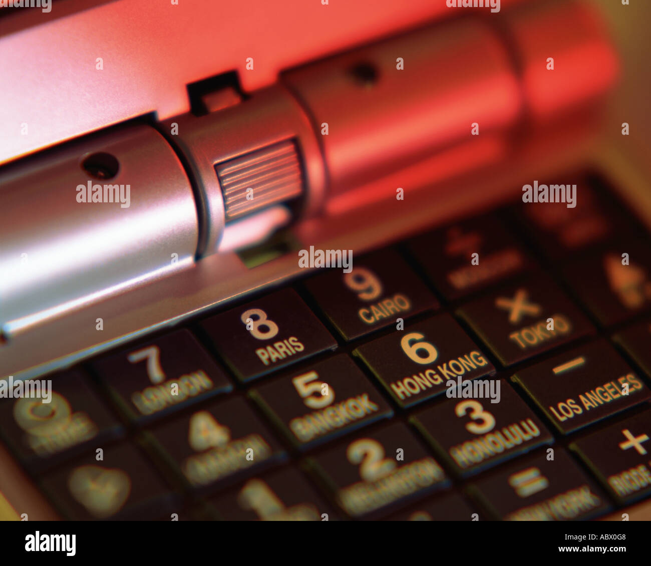 Close up de pavé numérique sur un appareil électronique Banque D'Images