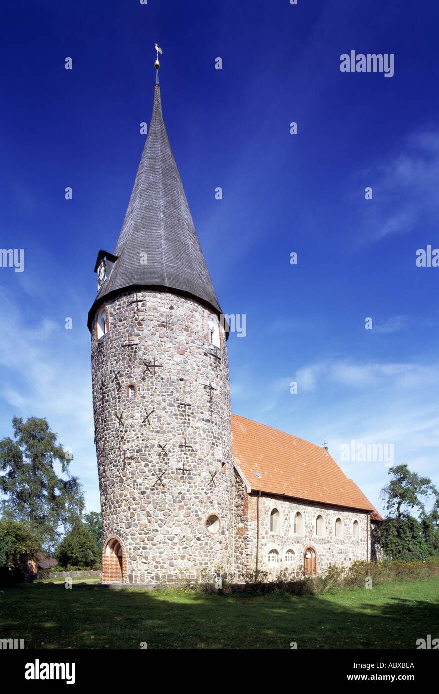 Granzow, Dorfkirche, Blick von Südwesten Banque D'Images