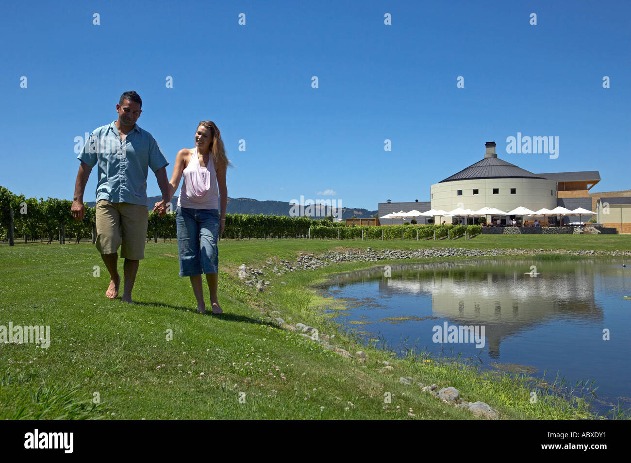 Couple à Craggy Range Winery Hawkes Bay modèle néo-zélandais de presse 498 499 Banque D'Images