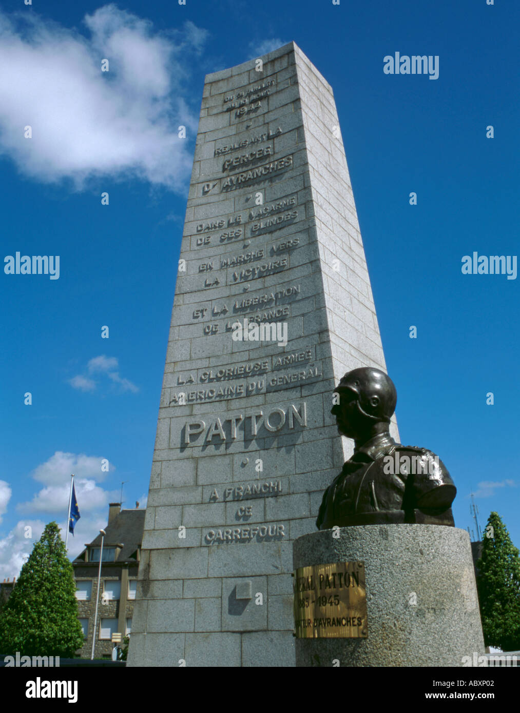 Monument et buste du général Patton, place Patton, avranches, normandie (Normandie), France. Banque D'Images