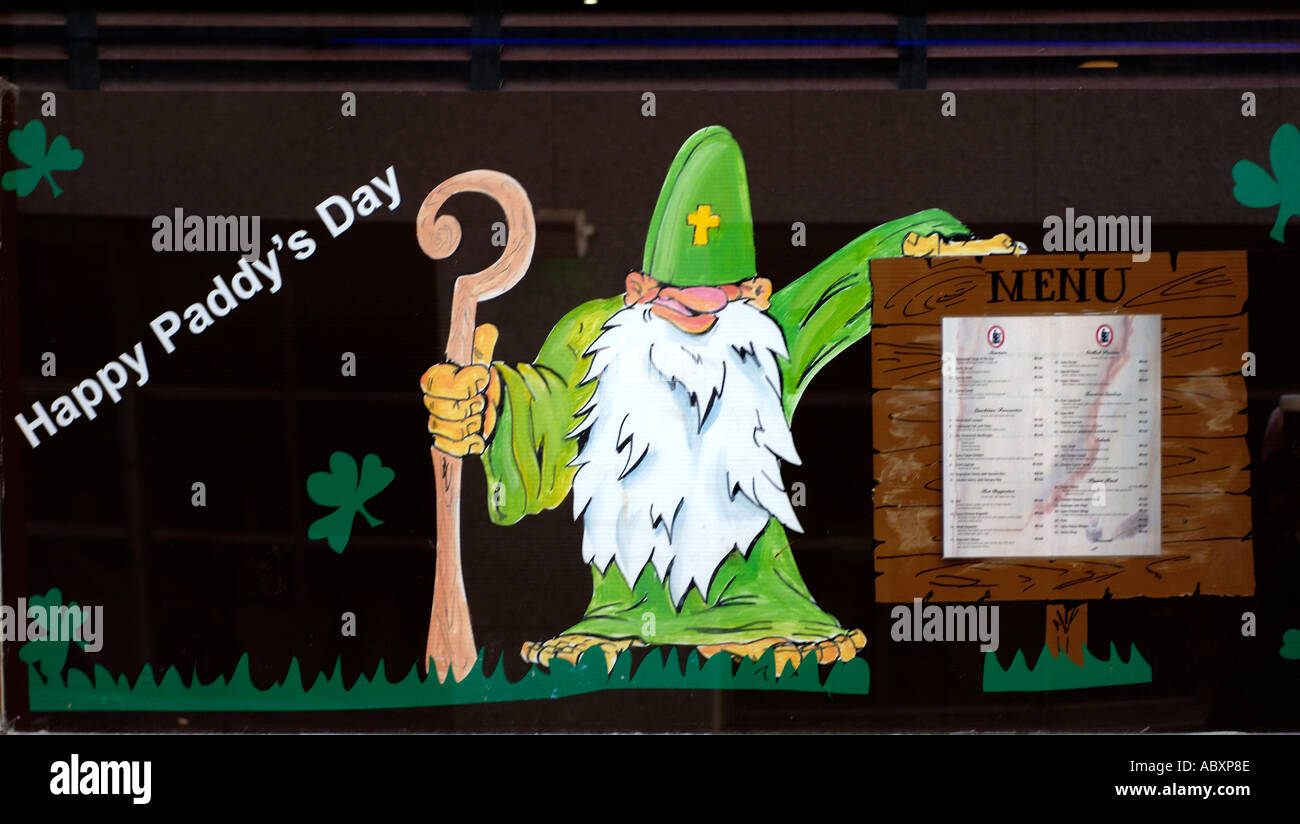 Menu du jour de St Patrick Dublin pub Banque D'Images