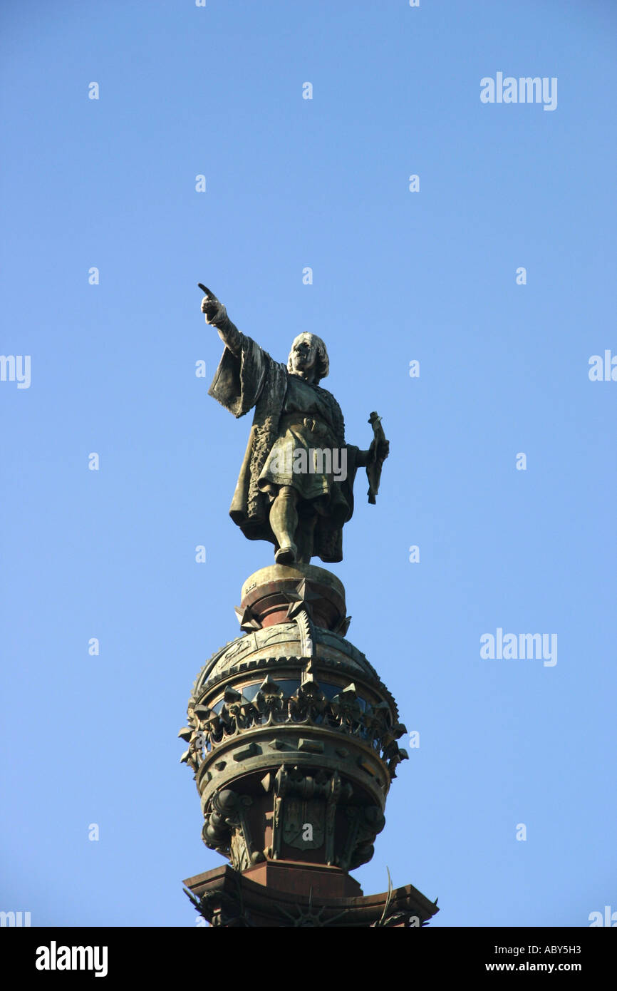 Monument de Christophe Colomb La Ramblas Barcelona Banque D'Images