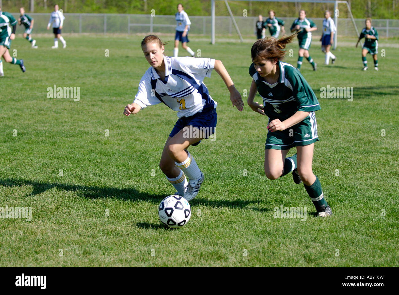 Action soccer Girls High School Banque D'Images