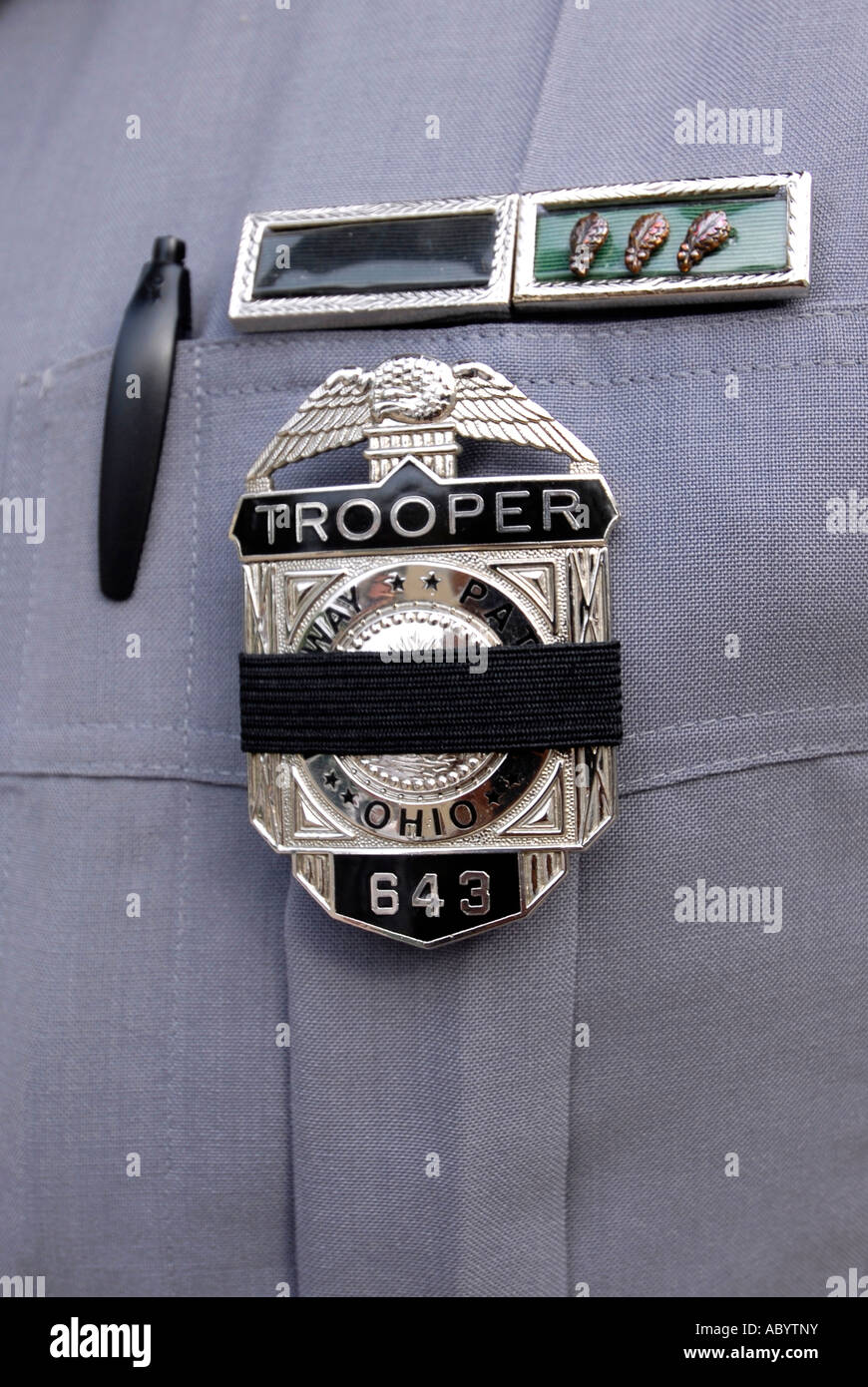 Un insigne d'une police d'État Trooper membre jusqu'à l'état de l'Ohio OH Banque D'Images