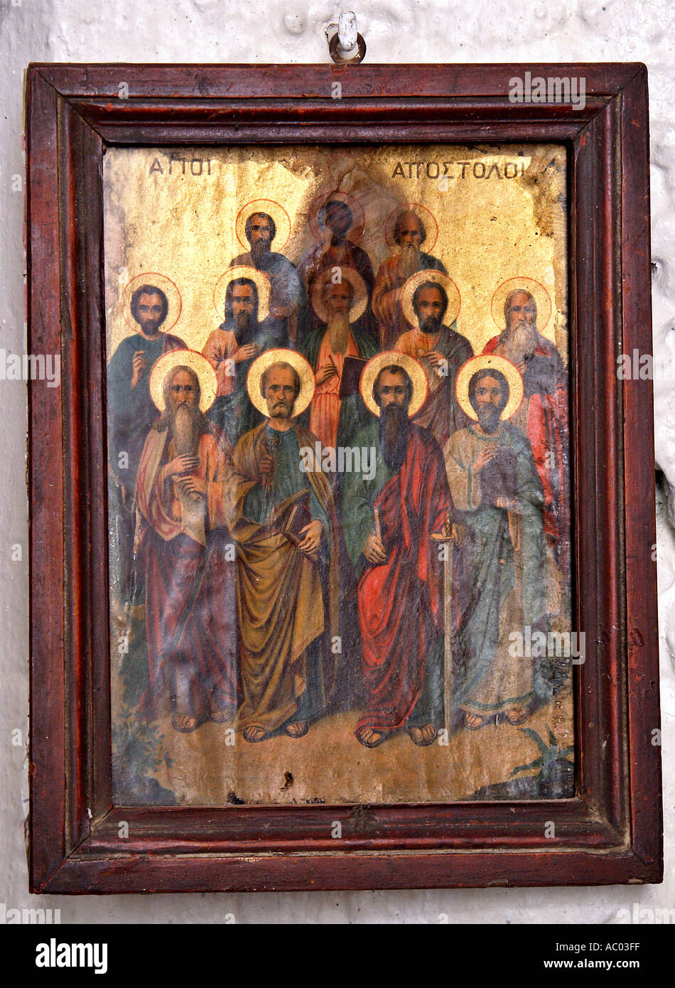 Les Douze Apôtres Illustration ancienne église des sentiers à Tissiniva Crete island Grèce Banque D'Images
