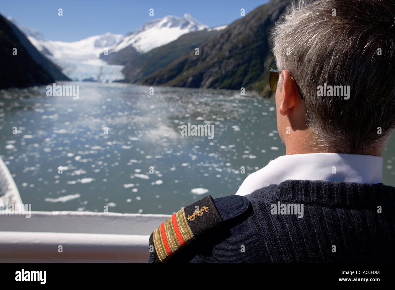 Vue de pont-promenade de découverte, le MV de bateau, croisière sur le détroit de Gerlache en Antarctique Ship médecin vues ice c Banque D'Images