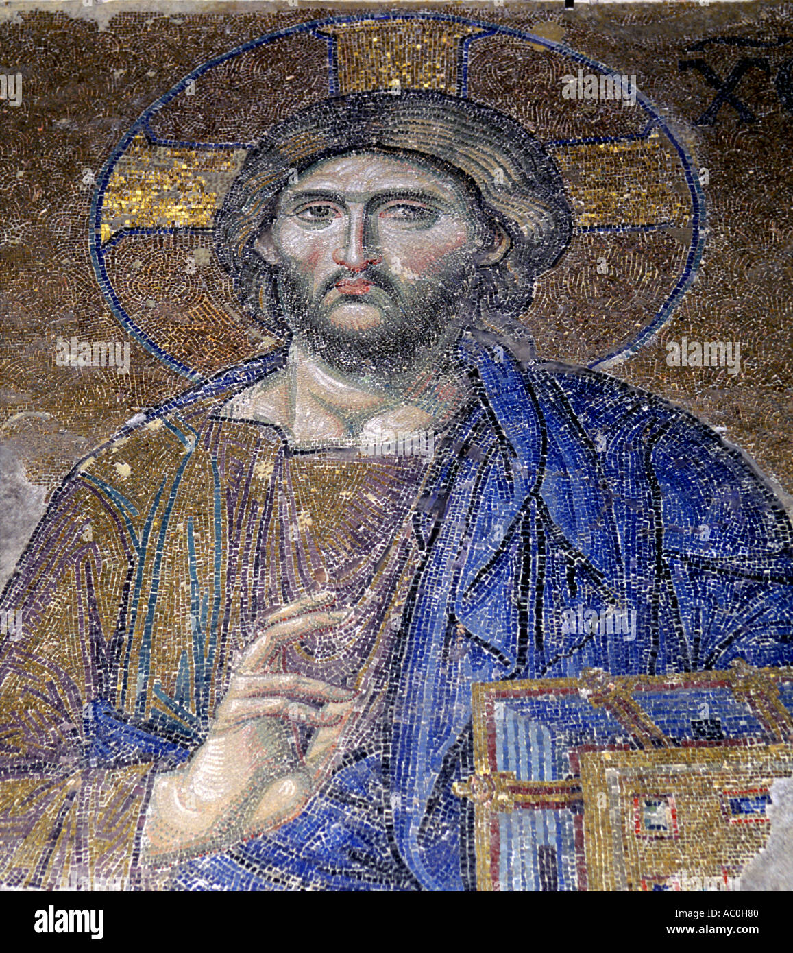 La règle du Christ Pantocrator Sainte-sophie mosaic Istanbul Turquie Banque D'Images