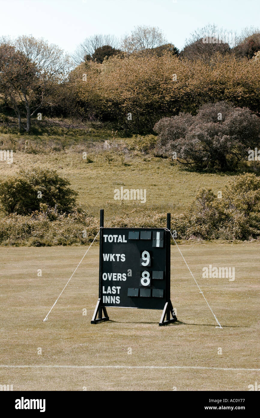 Score Cricket board sur la campagne Banque D'Images