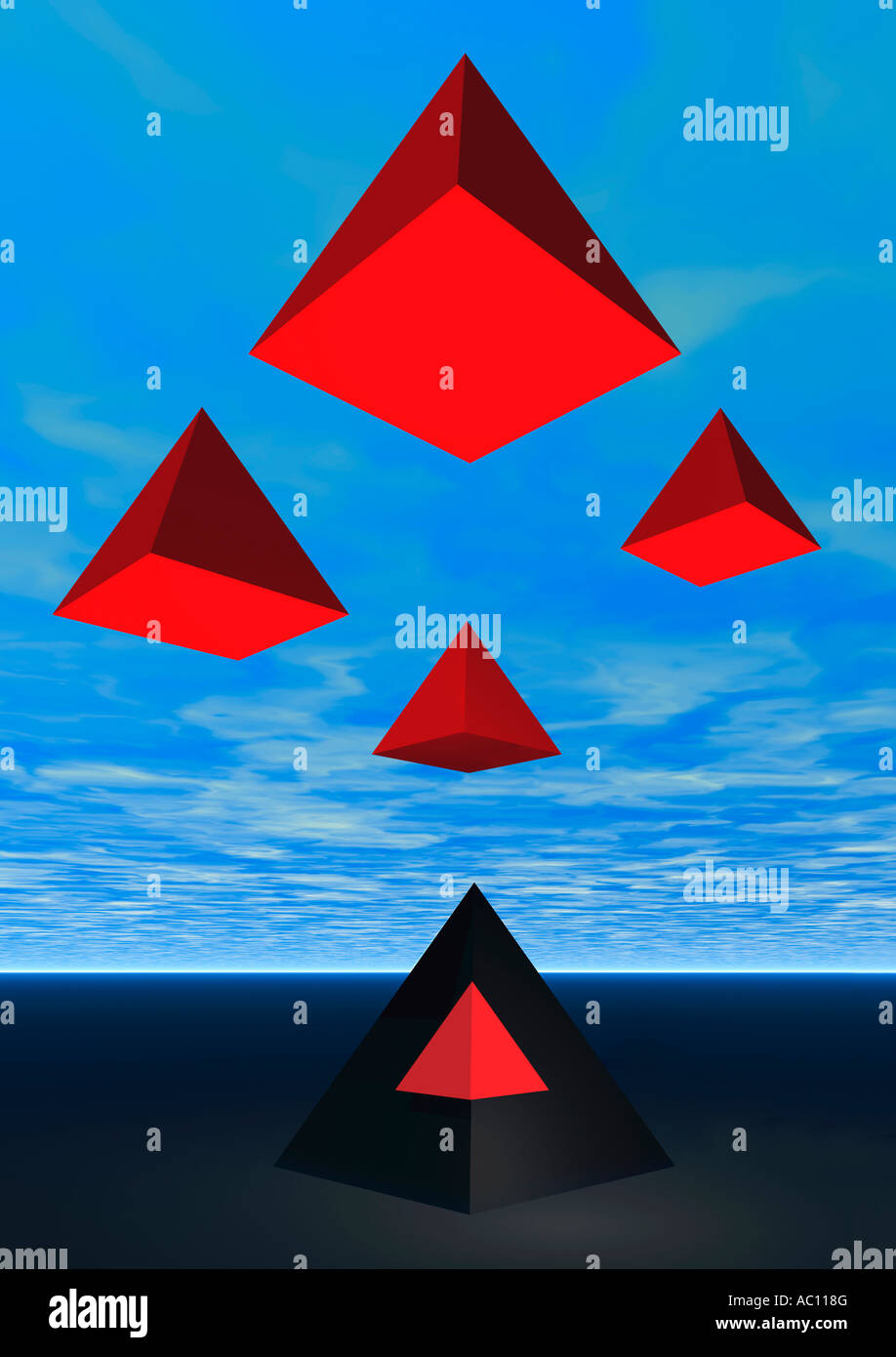 Une image 3D de pyramides ,& Les Mysterys qui les entourent Banque D'Images