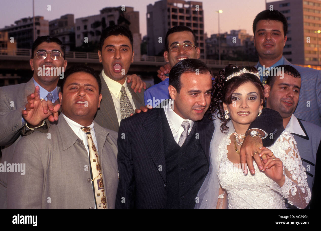 Célébrations de mariage dans le centre-ville de Beyrouth, Liban. Banque D'Images