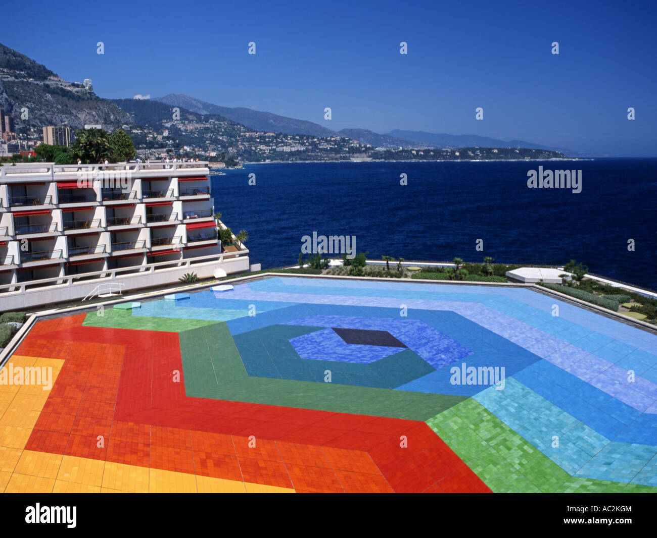 Monte Carlo, Monaco. L'Hexa 'Grace' par Victor Vasarely, sur le toit de Centre de Congres Banque D'Images