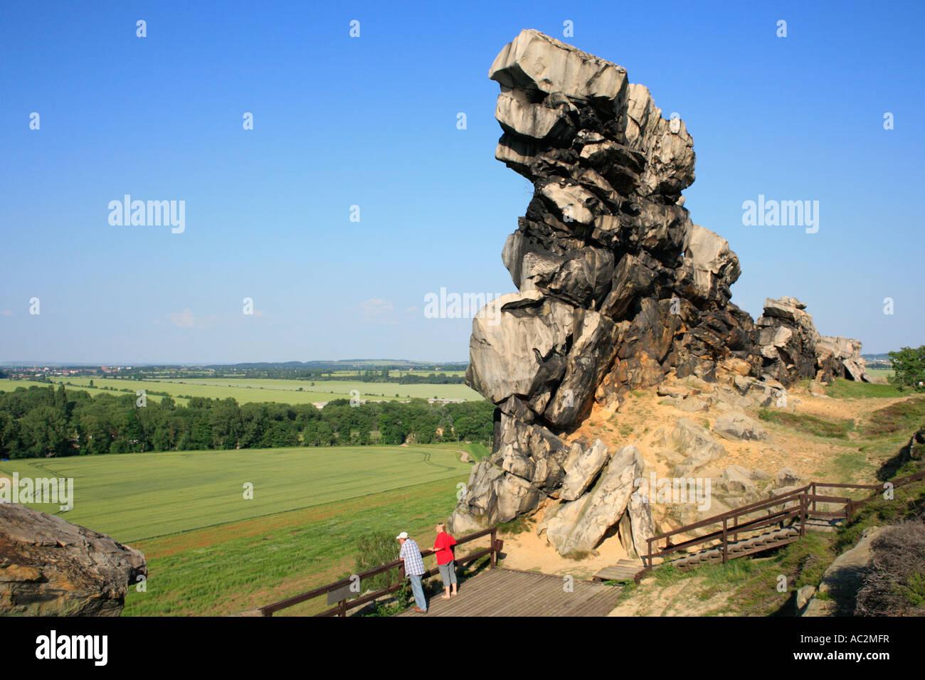 Une partie de ce qu'on appelle le mur du diable près de Thale, dans le Nord de l'Allemagne de la montagne du Harz Banque D'Images