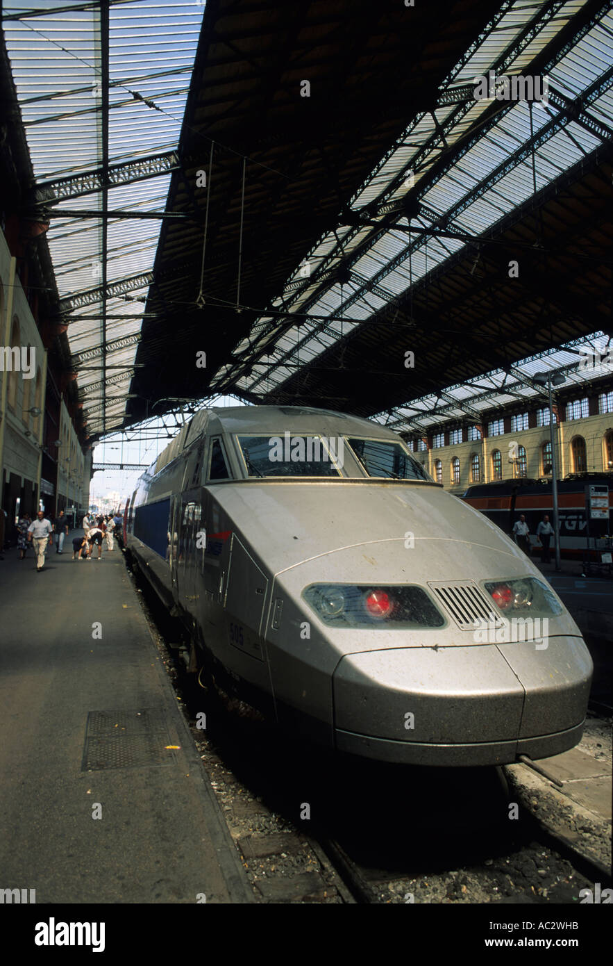 France La gare de Marseille Saint-Charles le tgv arrivant à gare Banque D'Images