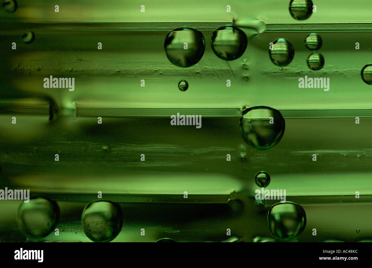 Des bulles sur la surface d'un livre vert bouteille en plastique (PET). (C) par uli nusko, CH-3012 Berne Banque D'Images