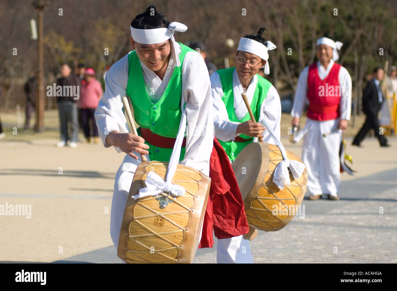 Un jeu de batterie traditionnel coréen à Daegu, Corée du Sud. Banque D'Images